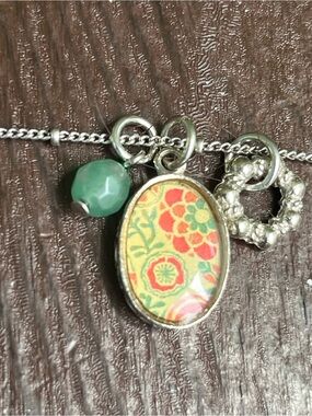 Baked Beads pendant with charms necklace